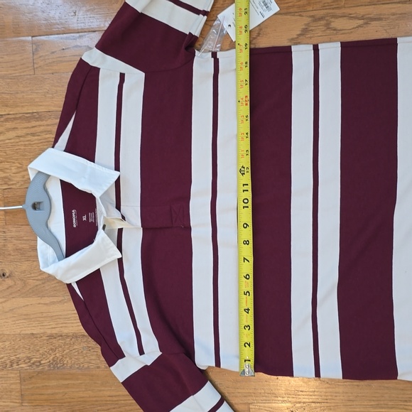 SONOMA BRAND BOYS BURGUNDY AND IVORY STRIPED RUGBY POLO SHIRT SIZE XL - Picture 8 of 13